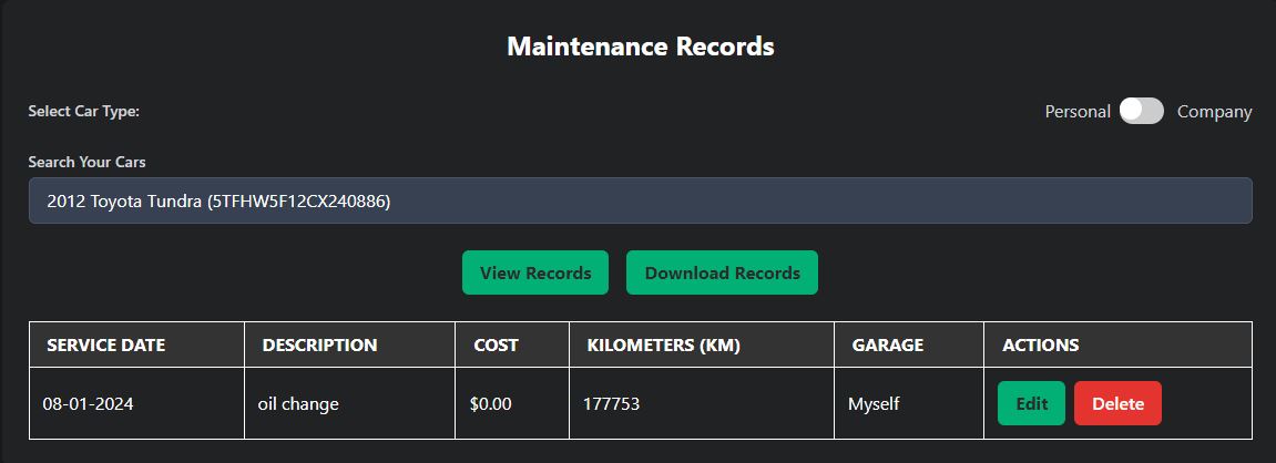 Maintenance Logs