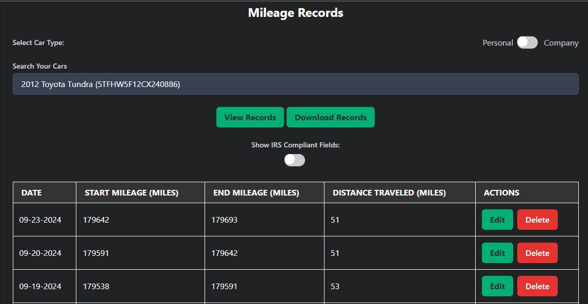 Mileage Tracking